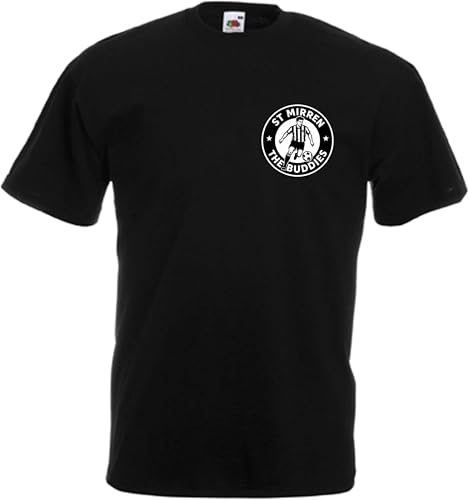Image of Invicta Screen Printers St Mirren T-Shirt The Buddies Breast Logo Unisex Adult Football Fan Cotton Top (UK, Alpha, L, Regular, Regular, Black)