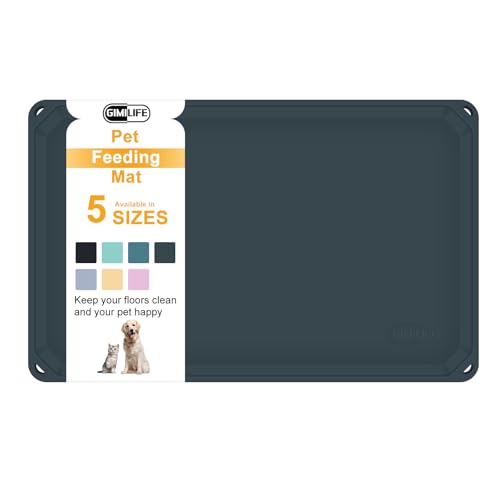 Gimilife Silicone Pet Food Mat for Dogs and Cats - Non-Slip Feeding Placemat With High Lips for Messy Drinkers