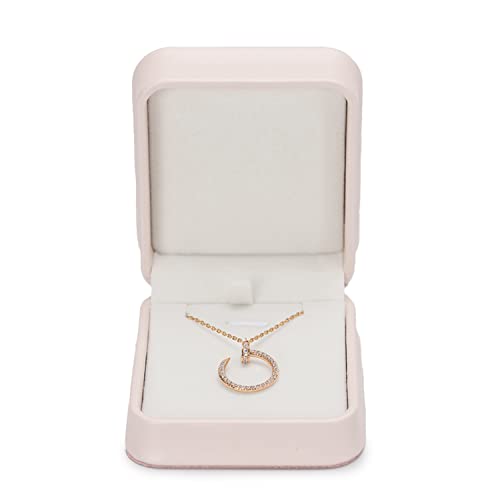 Pink Leather Necklace Jewelry Box - Elegant Gift Case for Necklaces, Pendants & Earrings