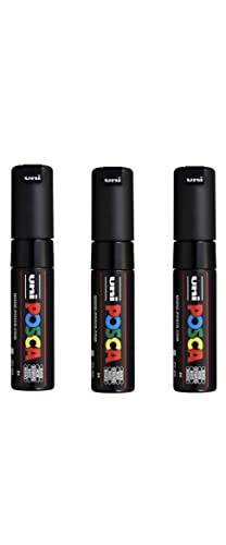 Image of Posca UNI-BALL MARKER PEN PC-8K - BLACK - PACK OF 3 PENS