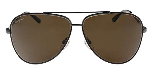 Salvatore Ferragamo Aviator Sunglasses SF131S 067 Gunmetal/Cocoa 60mm 1312