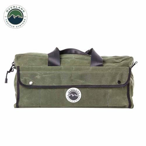 Overland Vehicle Systems Small Duffle Bag With Handle And Straps - #16 Waxed Canvas - Infused with Paraffin Wax Waterproofing - Tear Resistant Fabric