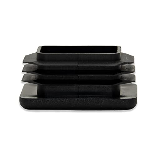 Image of Flyshop 8 Pack Black Chair Glide Inserts Plastic Plugs Rectangle Pipe Tubing End Caps 30 x 40 mm, 1-3 /16 inch x 1-9 /16 inch