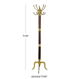 Deco 79 Glam Aluminum Coat Rack 18 x 18 x 72 Gold