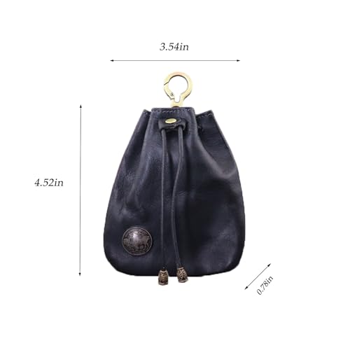 Vintage Japanese Style Genuine Leather Coin Purse - Men's and Women's Travel Coin Purse - Hand rubbed color, head layer cowhide leather - Black Mini Wallet-Outdoor2