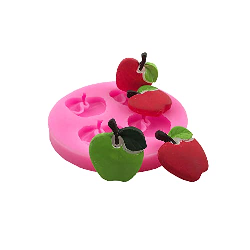 Molde de silicona con forma de manzana, moldes para tartas de grado alimenticio para fondant, cupcakes caseros, chocolate, decoración de galletas, utensilios de hornear de arcilla polimérica