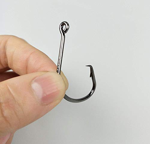 ICE SEA 100pcs/lot Sharp Octopus Circle Hooks Black High Carbon Steel Offset Fishing Hooks Fish Hooks for Saltwater Boat Fishing 4#-6/0# (1#-100pcs)