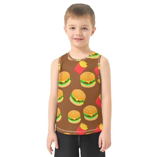 J JOYSAY Burger French Fries Brown Boys Tank Top Sleeveless Muscle Shirts Quick Dry Kids T-Shirts 3-15T2