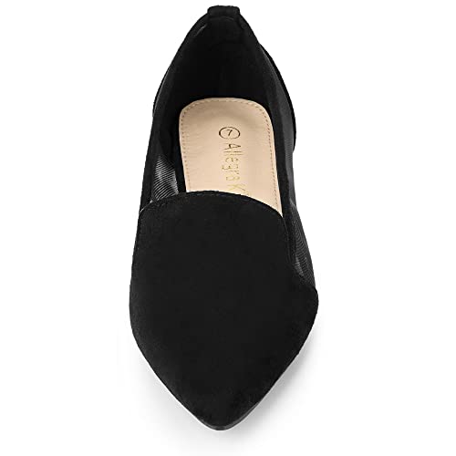 Allegra K Women's Pointed Toe Mesh Slip On Black Ballet Flats - 7.5 M Us #TOP3