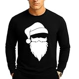 Kropsis Santa Claus Face Christmas Long Sleeve T-Shirt, XL, Black