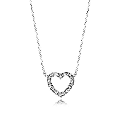 Collier à breloques cœur femme en argent véritable pour la Saint-Valentin