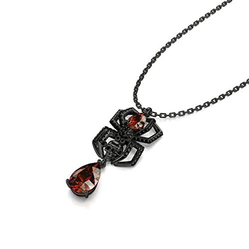 Image of Jeulia Jack Gothic Love Necklace - 925 Sterling Silver Nightmare Pendant Skull Sally Heart Pendant, Spider Web Chain, Halloween Jewelry Gift for Her (Haunted Holidays Inspired)