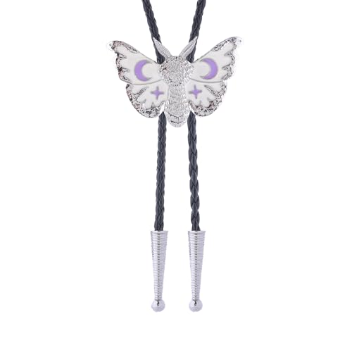 Image of Btilasif Bolo Tie for Men Women, Western Cowboy Bolo Tie, Star Moon Butterfly Necklace Neckties, Cowboy Accessories Western Gifts for Men Women, White
