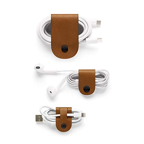 Preisvergleich Produktbild Twelve South CableSnap / 3pack, Kabelhalterungen aus Leder, cognac