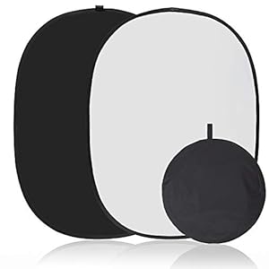 Koopro 5’×7’ Collapsible Twist Background Double-Sided Pop Up Flex Backdrops Chroma Black & White Portrait Screen Professional Video Photography and Television Studio Props with Carrying Case