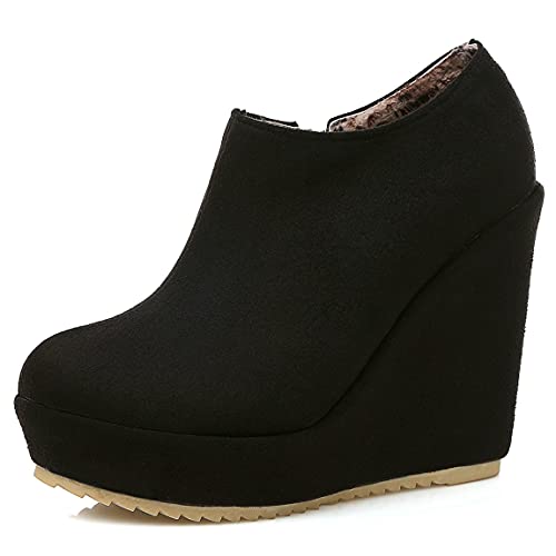 Trendenzy Womens Wedge Platform Booties Round Toe High Heel Pumps4