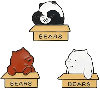 Set of 3 Bear Enamel Lapel Pin Brooch Badge Cute Pins for Backpacks Cartoon Lapel Pin for Jackets Funny Brooches Pins Gift DIY Accessory for Clothing Bags Hat