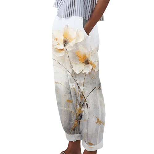 Pantalones de verano para mujer, pantalones de mezclilla para natación, pantalones de construcción, ropa profesional, sueltos, de algodón, a cuadros, beige, S