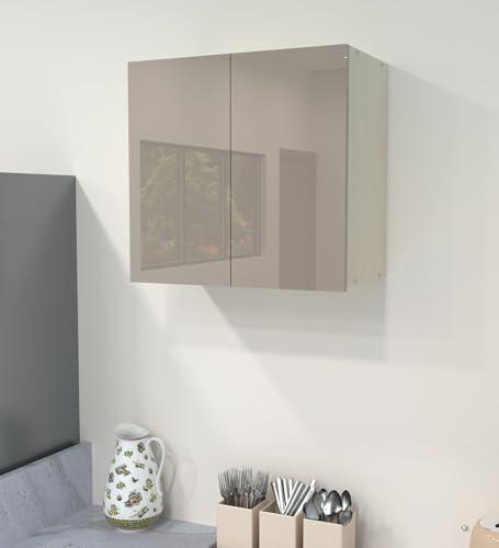 Image of SPECIALITY PANELS 2 Door Wall Cabinet with UV Profile Shutter | Wall Mounted Storage Cabinet for Kitchen Bathroom Living Room | Wooden Wall Cabinet Organizer Mocha Finish | DIY Assembly