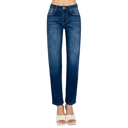 WAX JEAN Women's High Waisted Straight Leg Repreve Denim Jeans