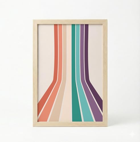 Image of BLINKART Rainbow Arch Aesthetic Modern Art Walls With Frame | Natural Wood Texture | Living Room Bedroom Office Wall Decoration | Poster Home Decor Frames Wall Bedroom | 12x8 Inches (D72)