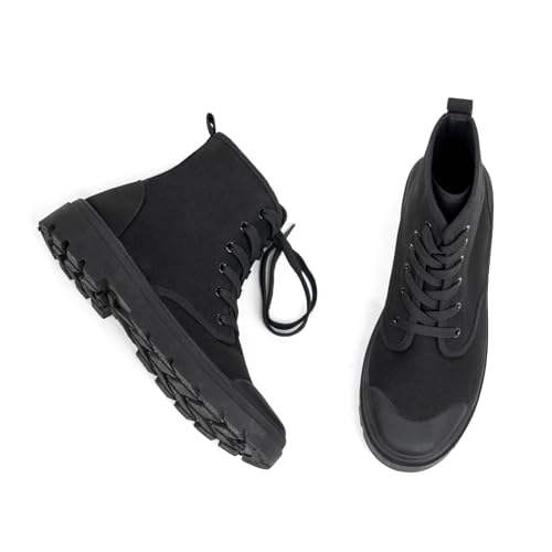 VJH confort Women's High Top Canvas Sneakers Lace Up Casual Walking Shoes with Reinforced Toe Cap4