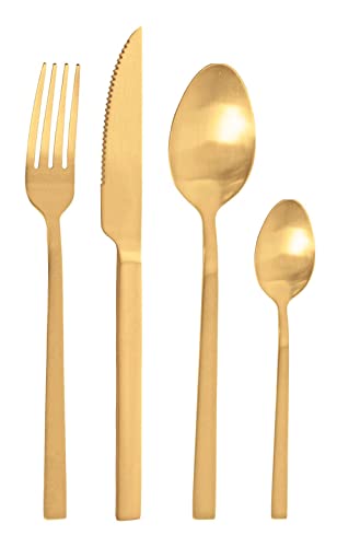 Pintinox Set da 24 Posate Serie Lucky Oro Satinato, Acciaio Inox Nichel free