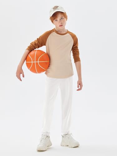 Haloumoning Trainingshose Jungen Regular Fit Kinder Leichte Jogginghose Einfarbig Sporthose Casual Freizeit Hosen mit Elastischem Bund und Taschen, Weiß,13-14 Jahre