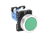 FUJI ELECTRIC AR22F0R-20G MOMENTARY, PUSHBUTTON, Green, 22 MM, Flush