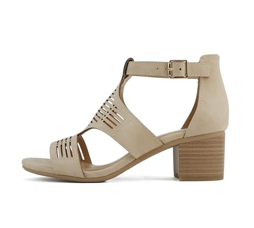 Image of Soda inchNorway inch ~ Women Open Toe Closed Back Counter Cutout Upper Low Block Heel Sandal with Adjustable Ankle Strap