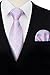 HISDERN Plaid Ties for Men with Pocket Square Set Purple Men’s Necktie Handkerchief Pink Lavender Mens Tie for Wedding Party Graduation Prom