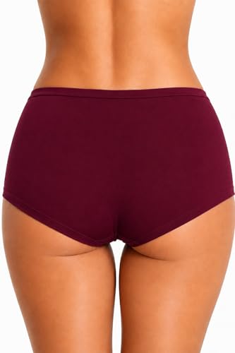 Image of Womens High Coverage Super Soft Elastane Stretch Mid Waist Boy Shorts Panties