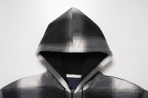 Image of Gary Com Heavy Thick Flannel Plaid Jacket Sherpa Fleece Lined Hoodies for Men Zip Up Winter Warm Coat Zipper Sweatshirt