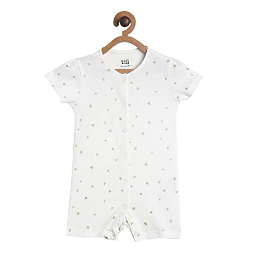 Image of miniklub Baby Front Open Round Neck Short Sleeve Knitted Cotton Multi Color Romper, Pack Of 2 (New Born)