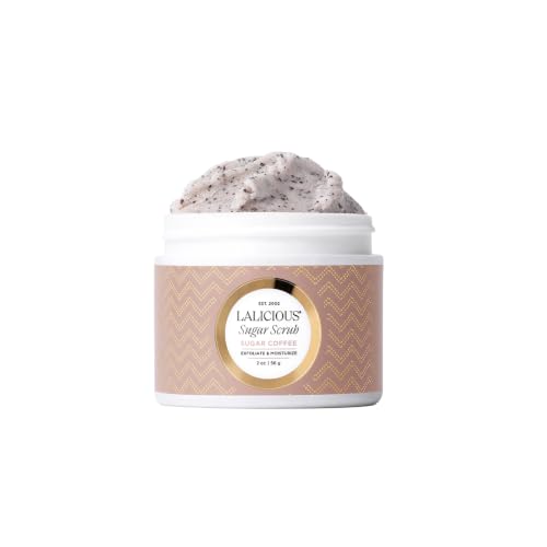 Image of LALICIOUS Sugar Coffee Extraordinary Whipped Sugar Scrub - Cane Sugar Body & Foot Scrub, Exfoliating & Moisturizing Skin Care with Coconut Oil & Honey, No Parabens | TRAVEL SIZE (2oz)