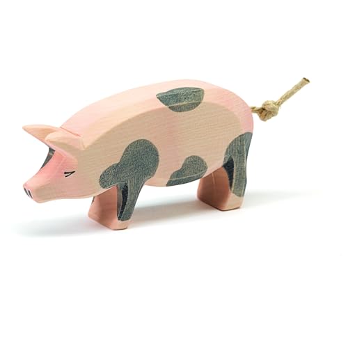 Cochon Ostheimer 10951 en bois fait main figurine de collection artisanale