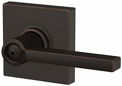 Image of SCHLAGE Latitude Bed /Bath Privacy Door Handle with Lock, Bright Chrome | Interior bedroom or bathroom door lever with push button lock, Reversible, Easy install, Certified durability, Universal fit