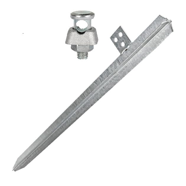 sanos-elektroshop Grounding Set Consisting of Rod Earth (Cruiser Earth) 1.5 m with Connection Clamp Made of Galvanised Steel