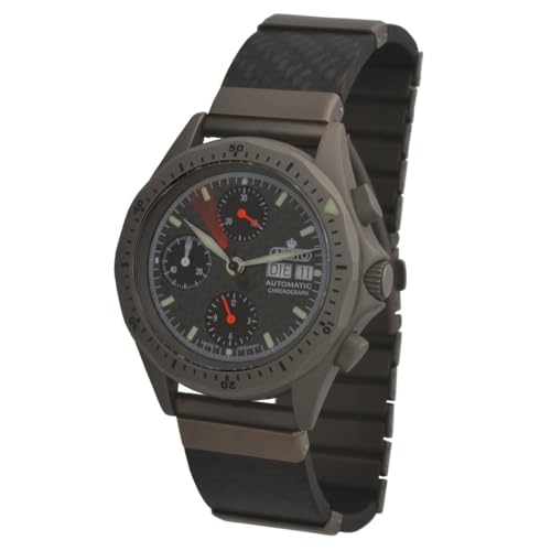 Aristo 3H242-Car Automatik Armbanduhr Chronograph Edelstahl Saphir SW500 Carbon Edelstahl Armband