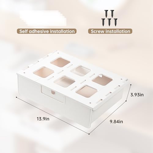 FRETONBA Unterbau Schublade XL Groß, Schubladen Unter Schreibtisch mit 2 Montagearten (Schrauben&Selbstklebende), Weiße Versteckte Schubladenbox, Untertisch Schublade für Schule, Büro, Zuhause