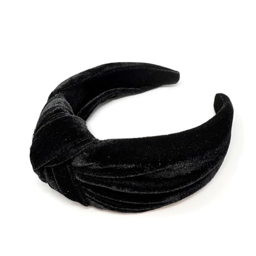 allydrew Wide Knotted Velvet Headbands, Top Knot Velvet Headbands for Women, Black