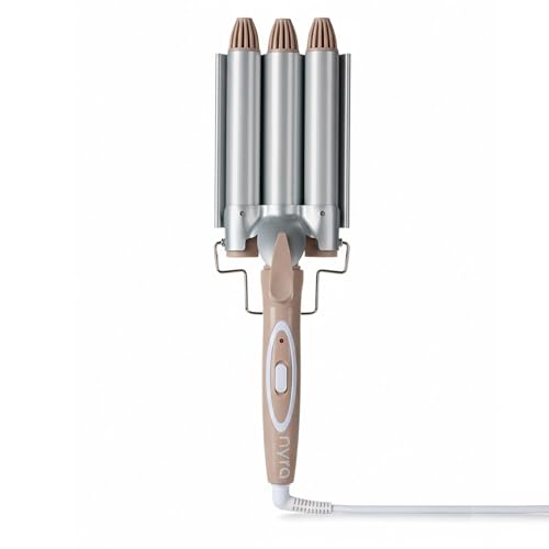 Nyra - Ondulatore per capelli a 3 tubi | Ferro arricciacapelli professionale a onde grandi | 2 temperature (170°C e 220°C) | 95W | Tensione 220-240V | Cavo girevole 1,5 m | Classe elettrica II