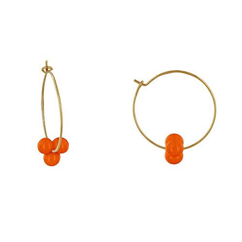 Créoles laiton perles de verre boucles d'oreilles fermées pour femme élégante