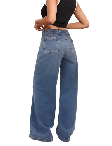 LaiyiVic Wide Leg Jeans for Women High Waisted Stretchy Straight Pants Leg Boyfriend Baggy Jeans2