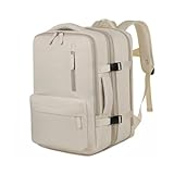 Mochila Casual Viagem Mochila Executiva Grande Expansível para Notebook Compacta, Unissex, Reforçada, Escola, Mala de Mão, Trabalho, Escritório, Academia, Moderna Viral Com USB, PREMIUM (Bege)
