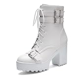 FOREADA Bottes gothiques à talon épais pour femme - Bottines de combat...