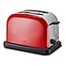Produktbild KHG Edelstahl Toaster mit Brötchenaufsatz, 2 Scheiben | 6 Bräunungsstufen mit Bräunungskontrolle, Krümelfach | 1000W Leistung | Außengehäuse - Rot, Retro, Vintage, American Diner Style