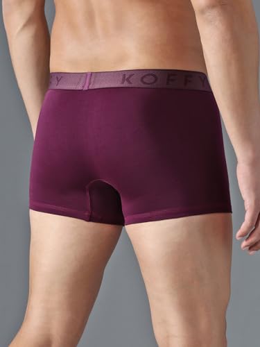 Image of KOFFY Men's Stretchable Cotton Lycra Long Trunk with C-Type Front Open | Wrinkle-Free | Ultra-Soft Elastic