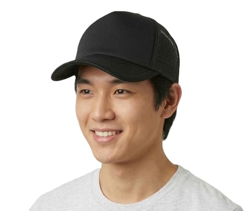 Image of NYFASHION101 Plain Mesh Trucker Hat - Breathable 6-Panel Daily Snapback Cap, Customizable Ideal for DIY Embroidery & Patches