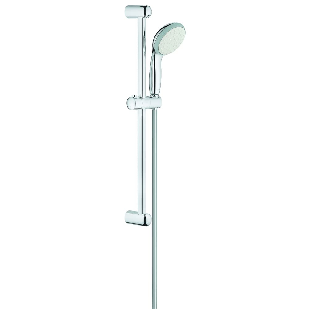 GROHEVitalio Go 100 - Shower Rail Set (Hand Shower 100 mm with Anti-Limescale System and Silicone Ring, Shower Rail 62 cm, Shower Hose 1.75 m 1/2" x 1/2"), High Pressure Min. 1 bar, Chrome, 26196000
